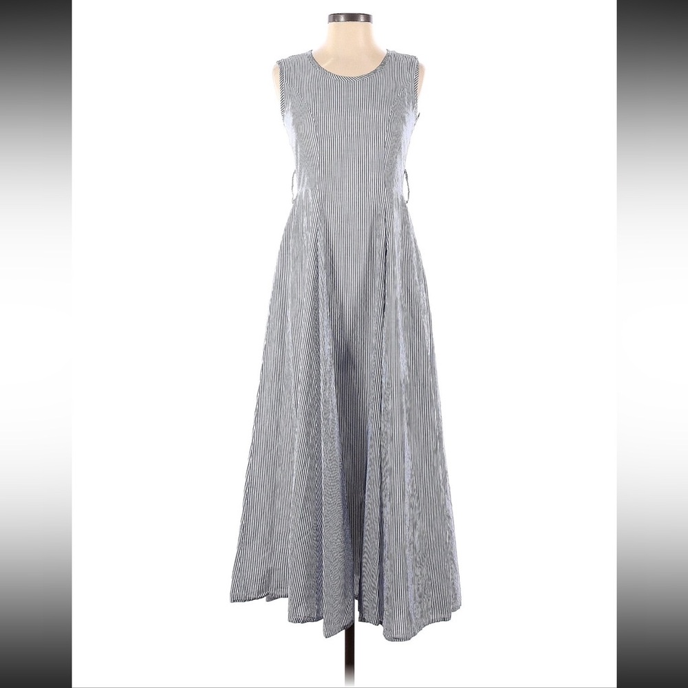 HUNTER BELL Blue and White Striped Maxi Dress